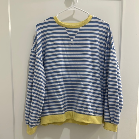 Tops - Striped Blue and Yellow Sweatshirt